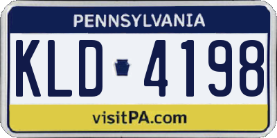 PA license plate KLD4198