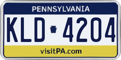 PA license plate KLD4204