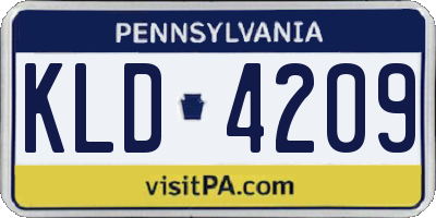 PA license plate KLD4209