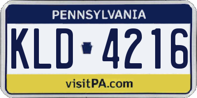 PA license plate KLD4216