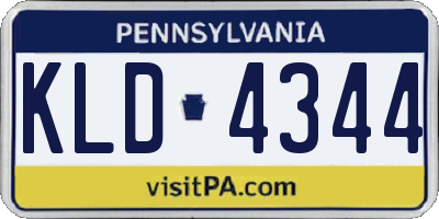 PA license plate KLD4344