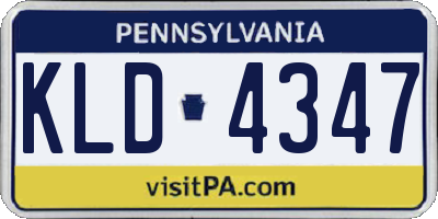 PA license plate KLD4347