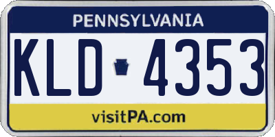 PA license plate KLD4353