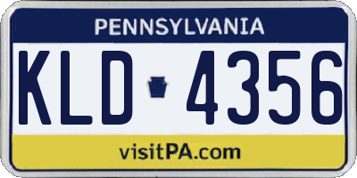 PA license plate KLD4356