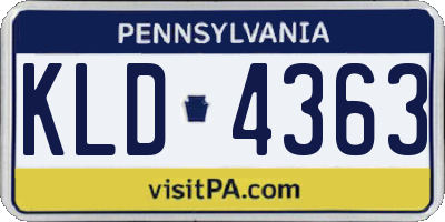 PA license plate KLD4363
