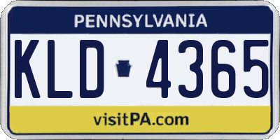 PA license plate KLD4365