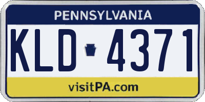 PA license plate KLD4371
