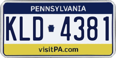 PA license plate KLD4381