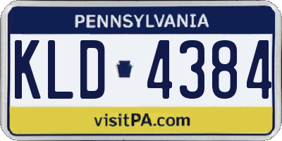 PA license plate KLD4384