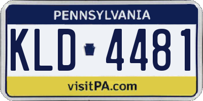 PA license plate KLD4481