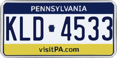 PA license plate KLD4533