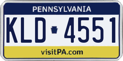 PA license plate KLD4551