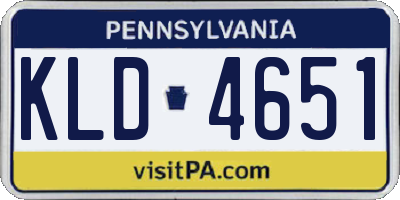 PA license plate KLD4651