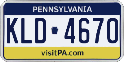 PA license plate KLD4670