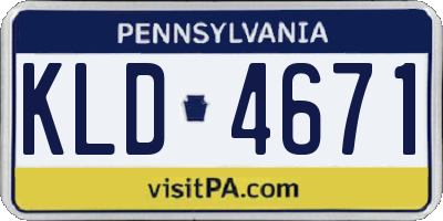 PA license plate KLD4671