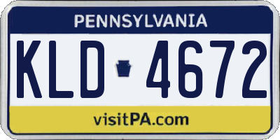 PA license plate KLD4672