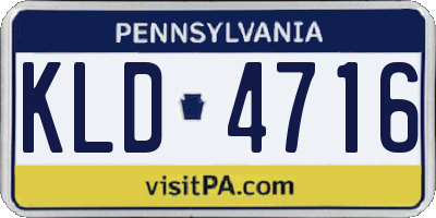 PA license plate KLD4716