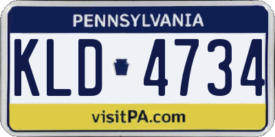 PA license plate KLD4734