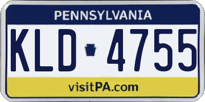PA license plate KLD4755