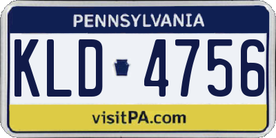PA license plate KLD4756