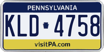PA license plate KLD4758
