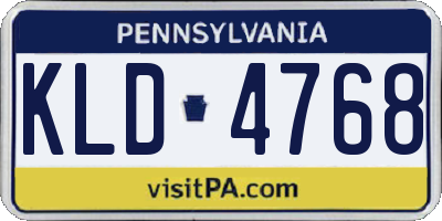PA license plate KLD4768