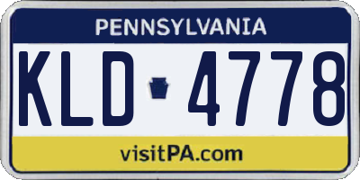 PA license plate KLD4778