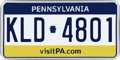 PA license plate KLD4801