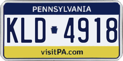 PA license plate KLD4918