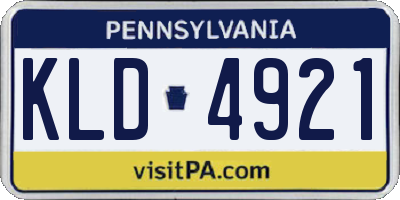 PA license plate KLD4921