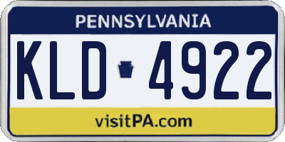 PA license plate KLD4922