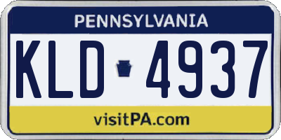 PA license plate KLD4937