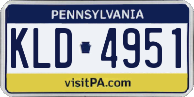 PA license plate KLD4951