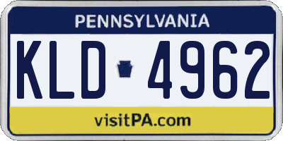 PA license plate KLD4962