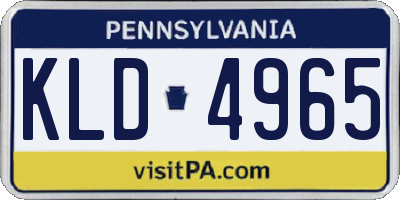 PA license plate KLD4965