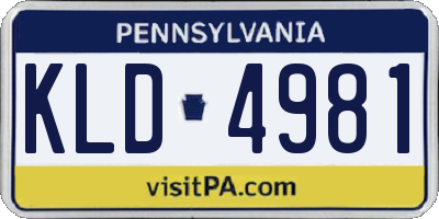 PA license plate KLD4981