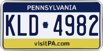 PA license plate KLD4982