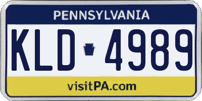 PA license plate KLD4989