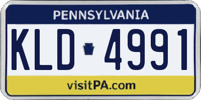 PA license plate KLD4991