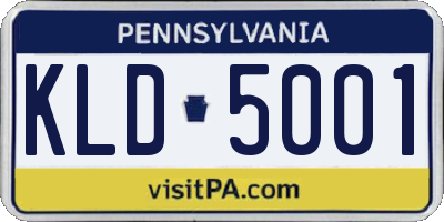 PA license plate KLD5001