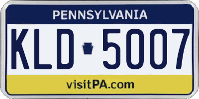 PA license plate KLD5007