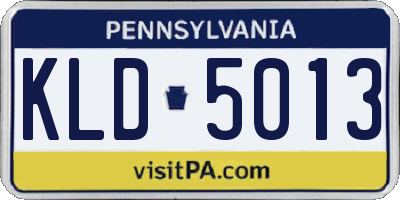 PA license plate KLD5013