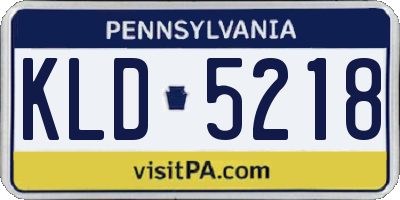 PA license plate KLD5218