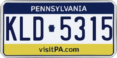 PA license plate KLD5315