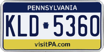 PA license plate KLD5360