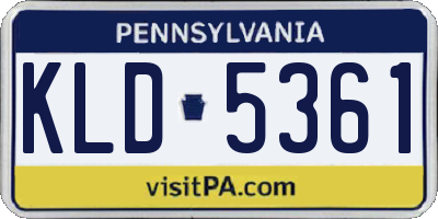PA license plate KLD5361