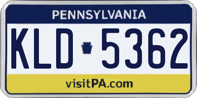 PA license plate KLD5362