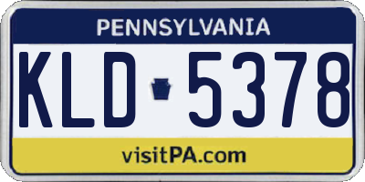 PA license plate KLD5378