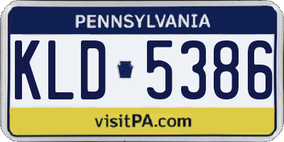 PA license plate KLD5386