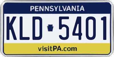 PA license plate KLD5401